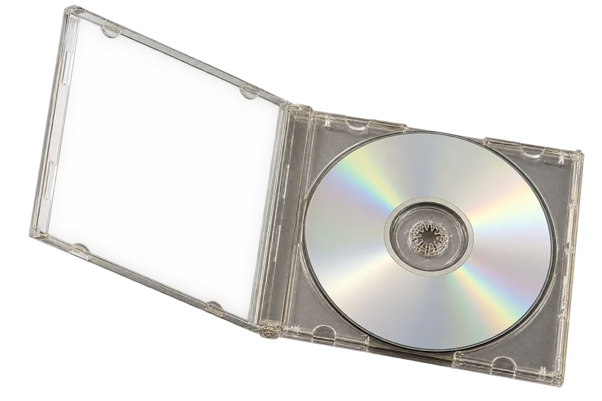 Geöffnete CD-Hülle mit CD